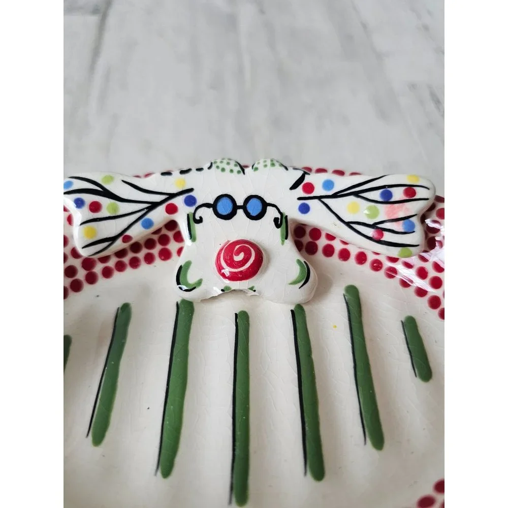 Bagwell simply Xmas reindeer soap bowl AS IS platter plate bathroom vintage rare